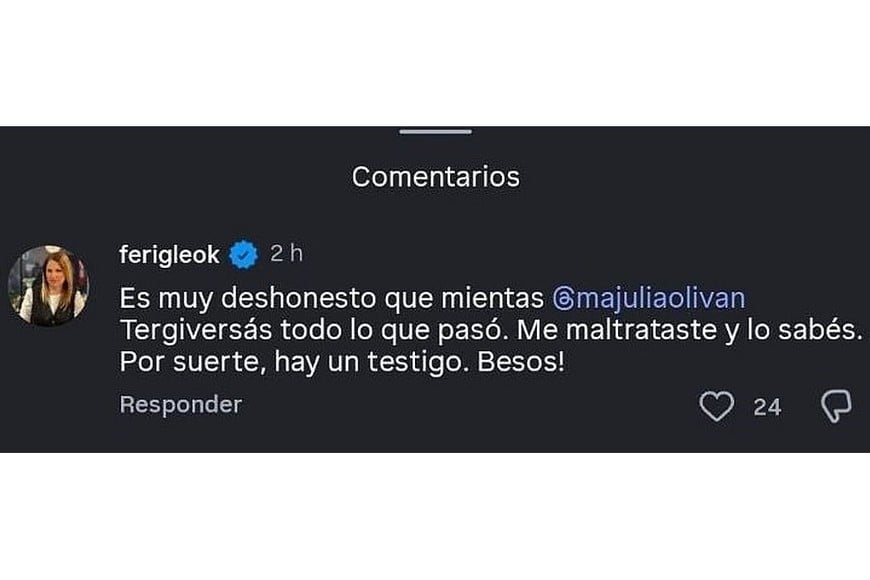 El posteo de Fernanda Iglesias.