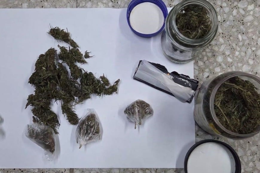 Detenidos con marihuana y un arma de fuego en Sauce Viejo. Foto: Gentileza
