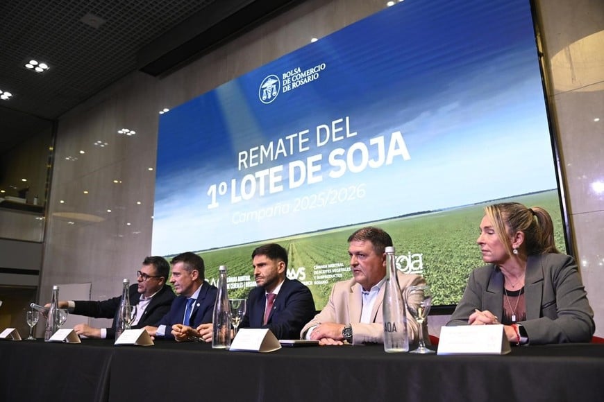 Pullaro este viernes en la Bolsa de Comercio de Rosario. Crédito: Marcelo Manera