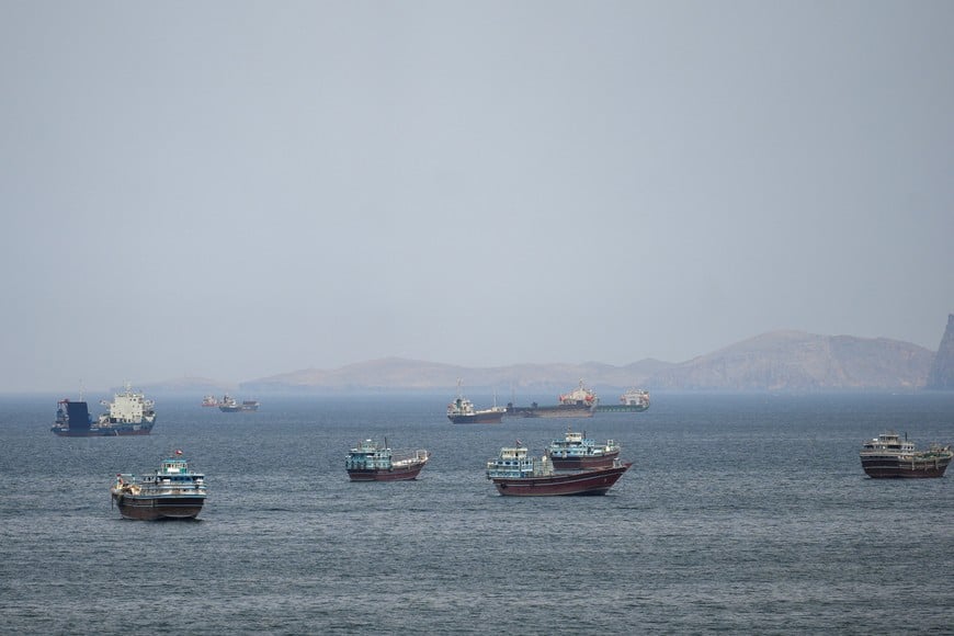 Ships and boats in the Strait of Hormuz, Musandam, Oman, April 22, 2026. REUTERS/Stringer