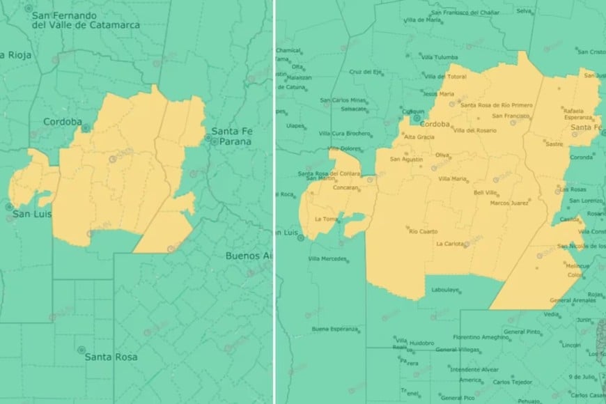 Hay alerta amarilla por tormentas en tres provincias.