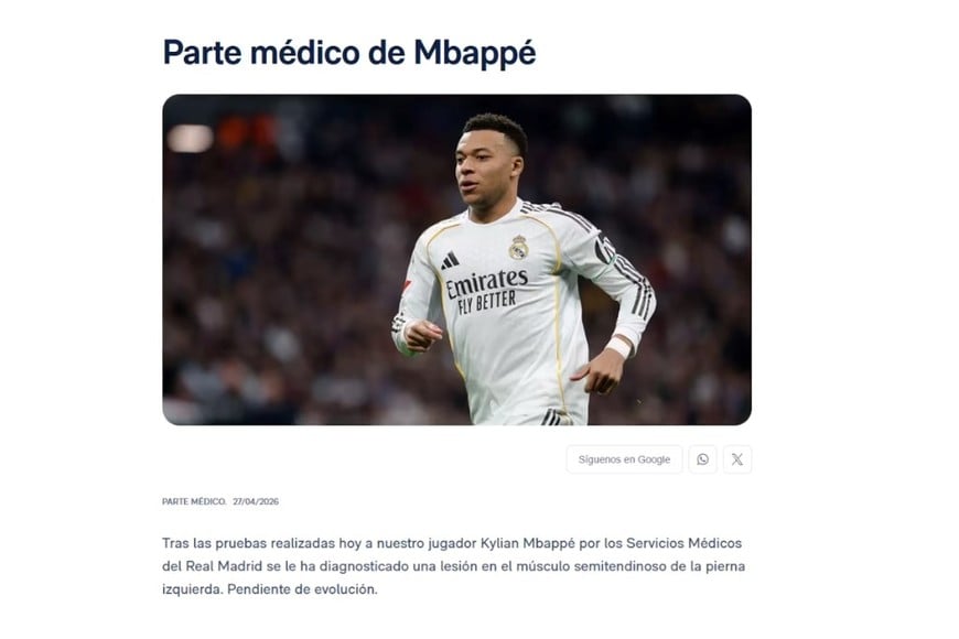 Parte médico de Mbappé