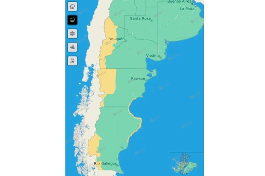 Hay alerta amarilla por lluvias y vientos en 5 provincias.