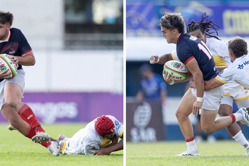 Martín Vaca y Juan Bautista Baronio. El 2 y el 10 de la franquicia del Litoral. Foto: Caique Coufal / Gaspafotos / Super Rugby Américas