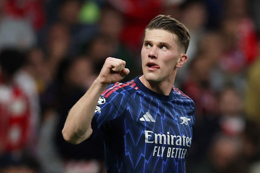 Soccer Football - UEFA Champions League - Semi Final - First Leg - Atletico Madrid v Arsenal - Riyadh Air Metropolitano, Madrid, Spain - April 29, 2026
Arsenal's Viktor Gyokeres celebrates scoring their first goal REUTERS/Violeta Santos Moura