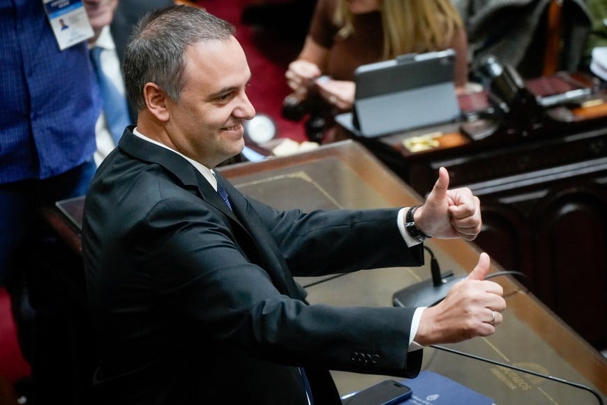 Argentina's Cabinet Chief Manuel Adorni gestures before he presents his management report at the National Congress, in Buenos Aires, Argentina, April 29, 2026. REUTERS/Mariana Nedelcu