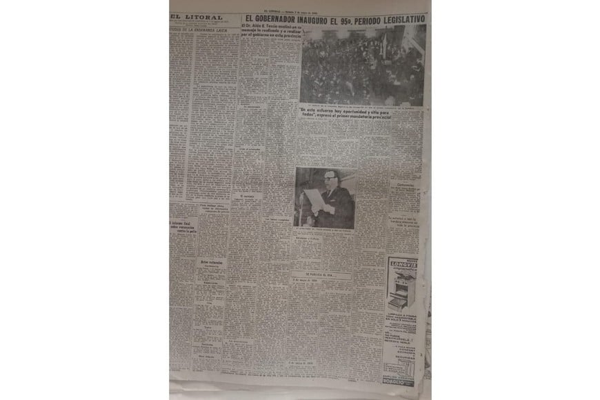 Tapas de diario El Litoral de 2 de mayo de diferentes años, al día después de la apertura de sesiones cuando coincidía la fecha en el Congreso de la Nación y en Legislatura. 1964, 1973 y 1984 cuando fueron los turnos de Tessio, Sylvestre Begnis y Vernet. Crédito: Archivo El Litoral