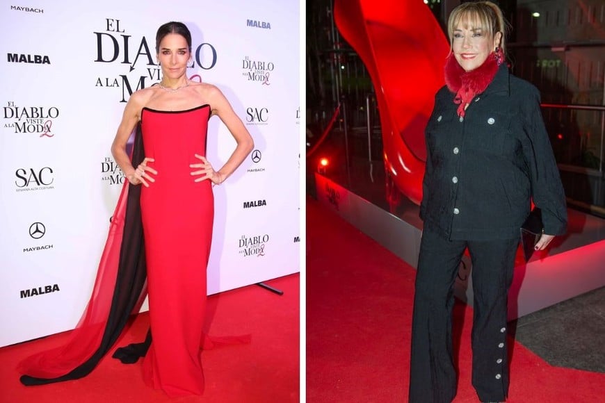 El negro y el rojo dominaron los looks de la noche.