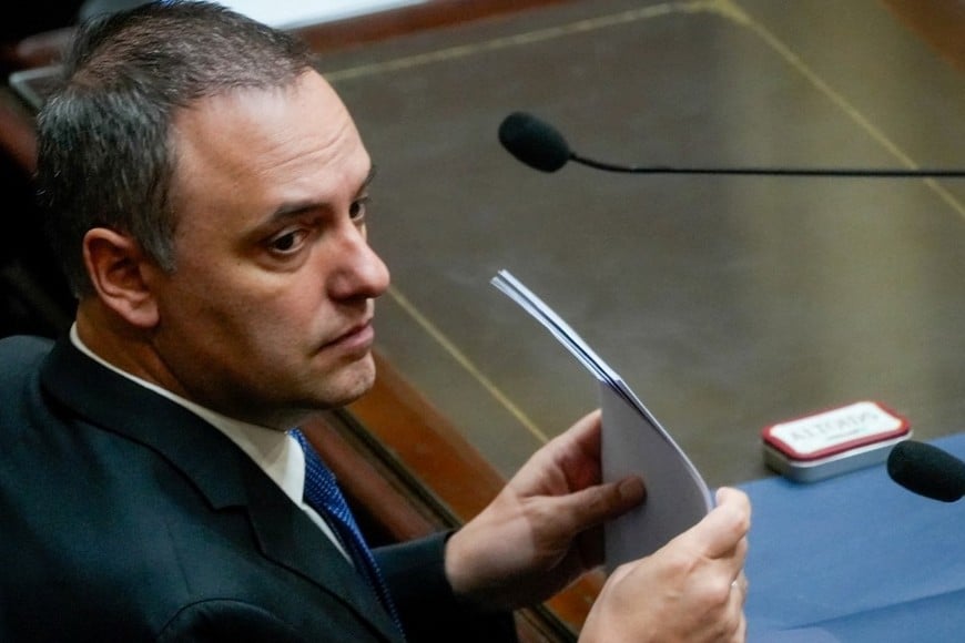 Manuel Adorni, jefe de Gabinete, este miércoles. Crédito: REUTERS/Mariana Nedelcu