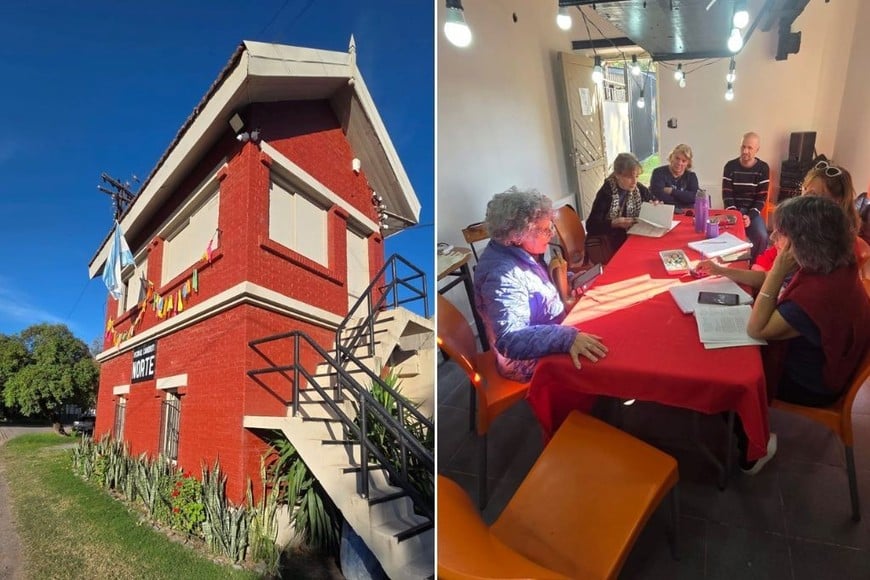 El cabín ferroviario de la vecinal, lugar donde se reúnen los asistentes del taller. Foto: Gentileza