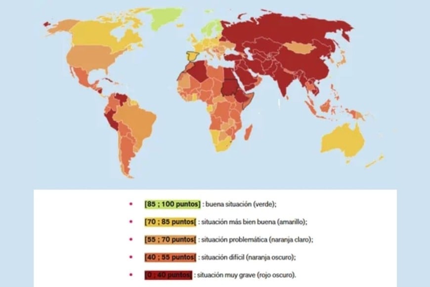El gráfico de la organización internacional Reporteros Sin Fronteras (RSF).