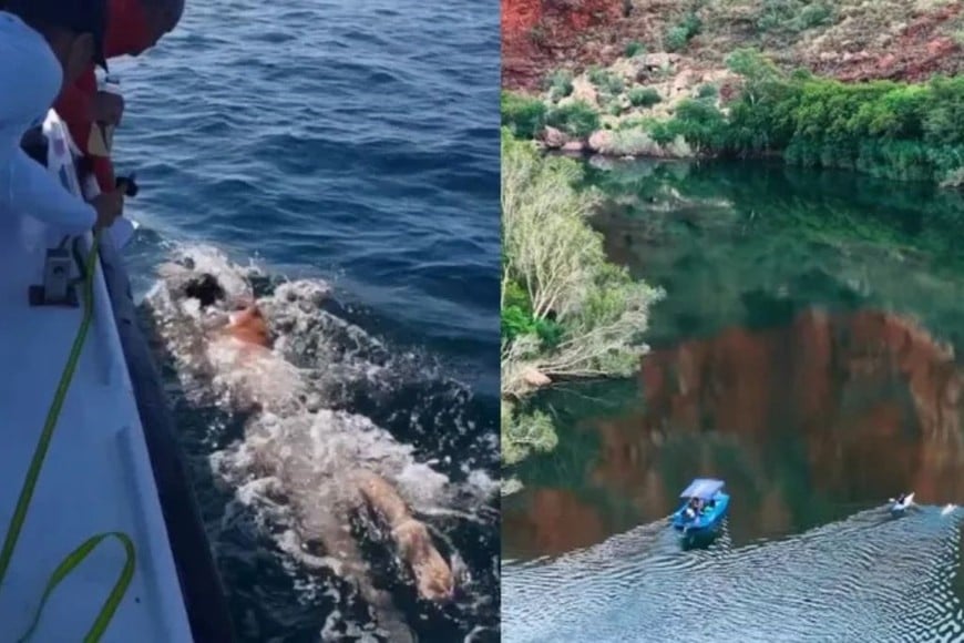 La travesía se realizó en una zona con presencia de cocodrilos de agua dulce.