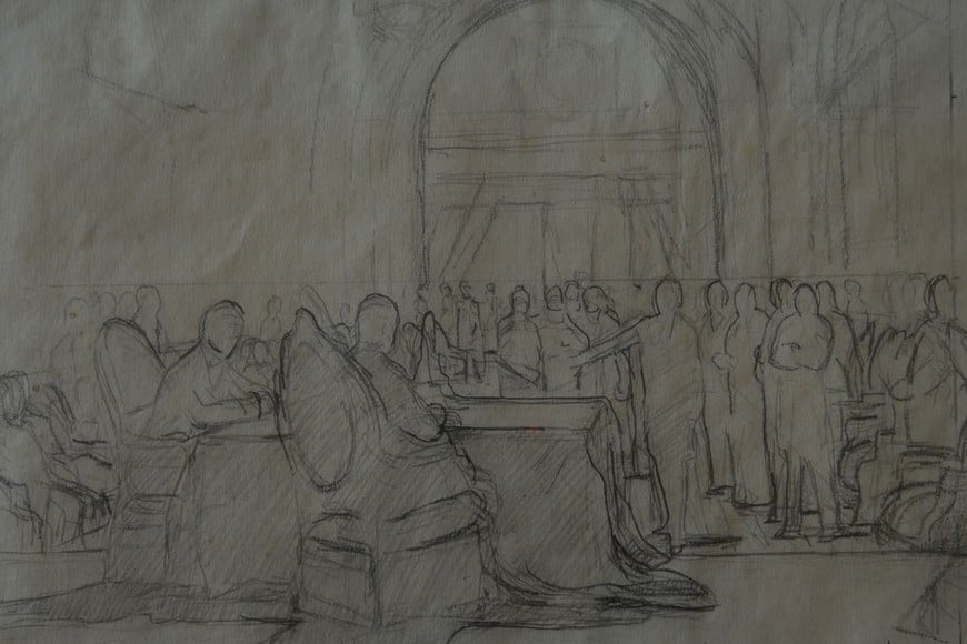 Boceto de "Los Constituyentes del 53". Foto: Museo Rosa Galisteo