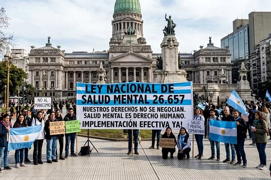 Protesta de los afectados en la plaza del Congreso Nacional.