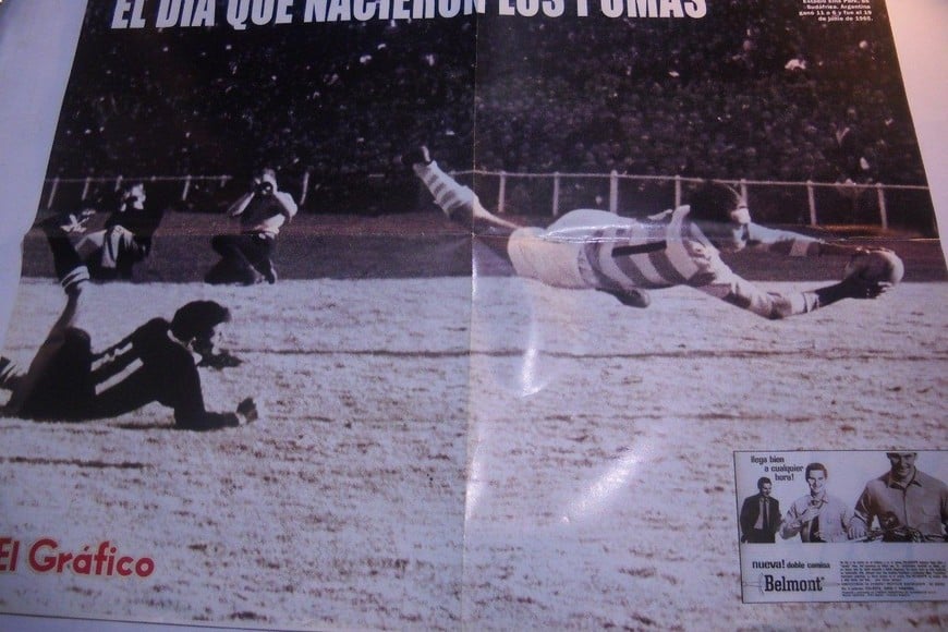 El vuelo espectacular de Pascual para convertir uno de los tries de la gran victoria del seleccionado argentino de rugby ante Los Springboks, con varios jugadores rosarinos que disputaron al año siguiente aquel encuentro con Santa Fe