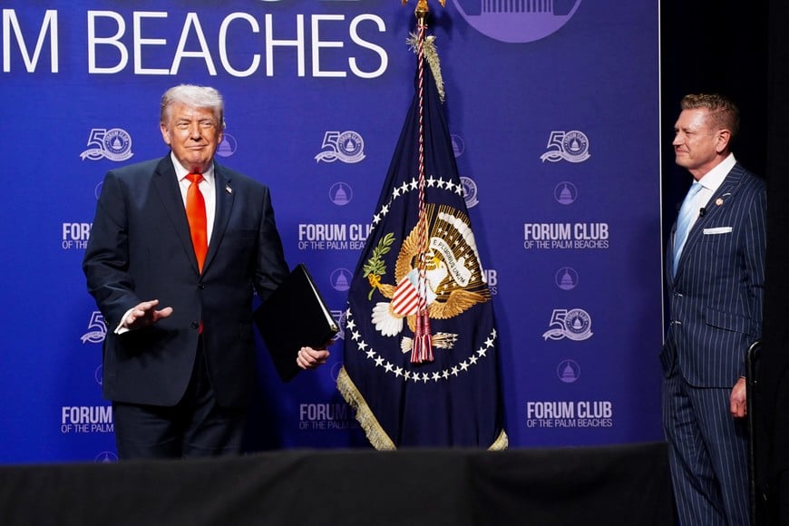 U.S. President Donald Trump attends an event at the Raymond F. Kravis Center for the Performing Arts in West Palm Beach, Florida, U.S., May 1, 2026. REUTERS/Nathan Howard
