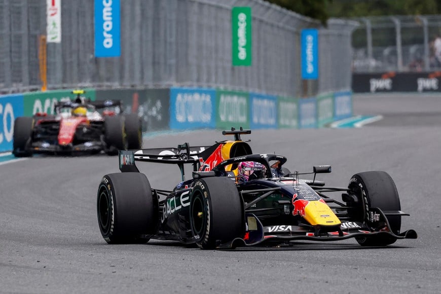 Formula One F1 - Miami Grand Prix - Miami International Autodrome, Miami, Florida, United States - May 3, 2026
Red Bull's Max Verstappen in action during the race REUTERS/Marco Bello
