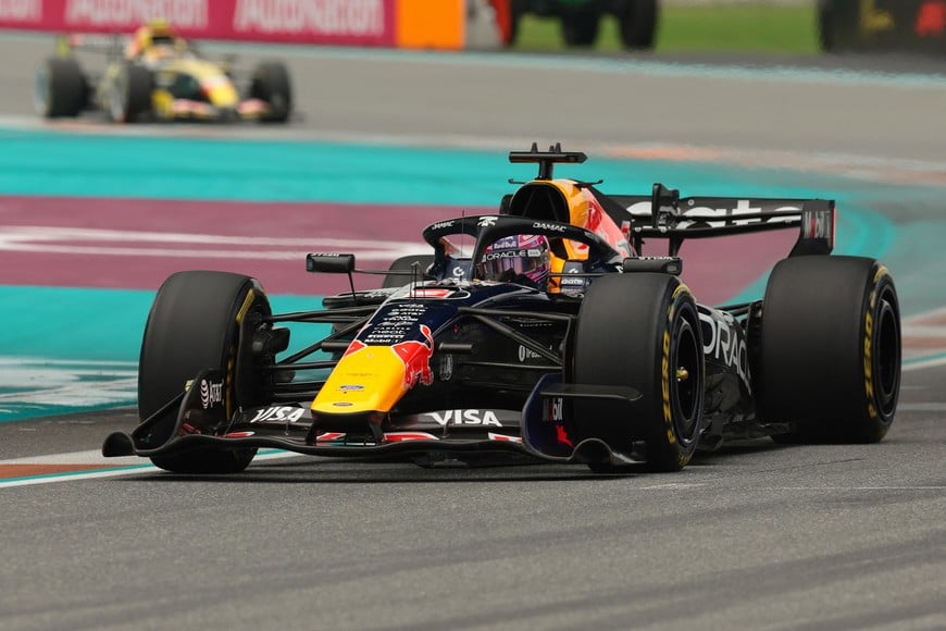 May 3, 2026; Miami Gardens, FL, USA; Red Bull Racing driver Max Verstappen (3) during the Crypto.com Miami Grand Prix at Miami International Autodrome. Mandatory Credit: Sam Navarro-Imagn Images