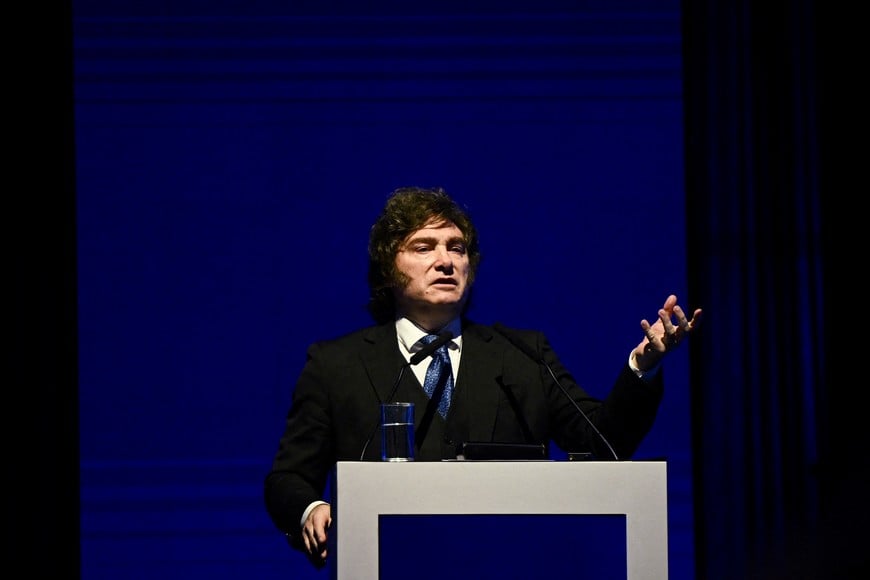 Argentina's President Javier Milei speaks during a business event in Buenos Aires, Argentina, April 29, 2026. REUTERS/Pedro Lazaro Fernandez