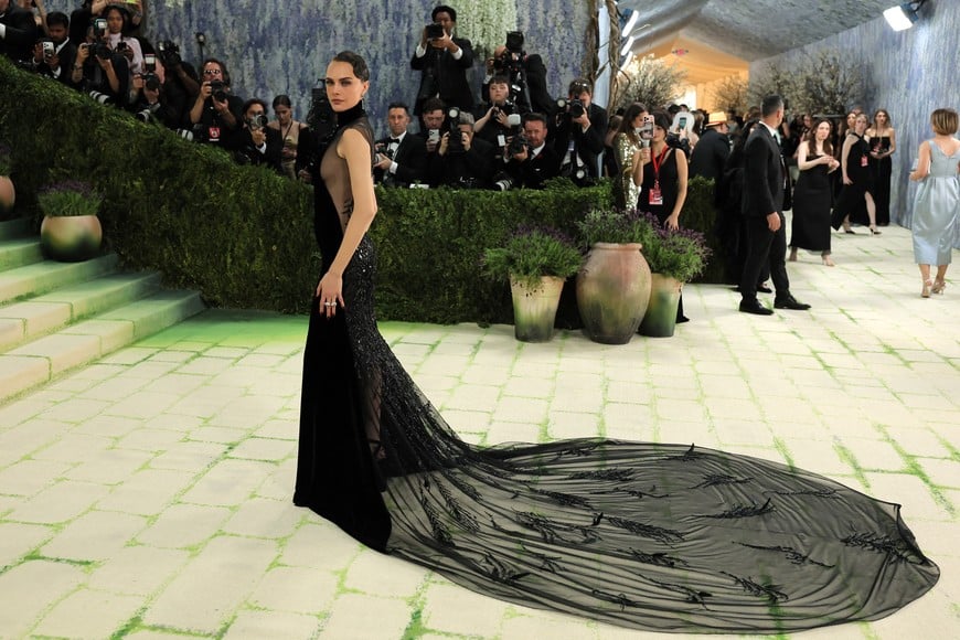 Cara Delevingne poses during the Met Gala, an annual fundraising gala held for the benefit of the Metropolitan Museum of Art's Costume Institute with this year's theme 'Costume Art' in New York City, New York, U.S., May 4, 2026. REUTERS/Daniel Cole