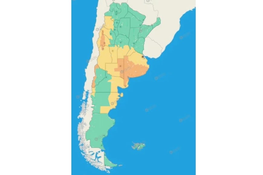 Hay alerta amarilla y naranja por tormentas, lluvias y vientos.