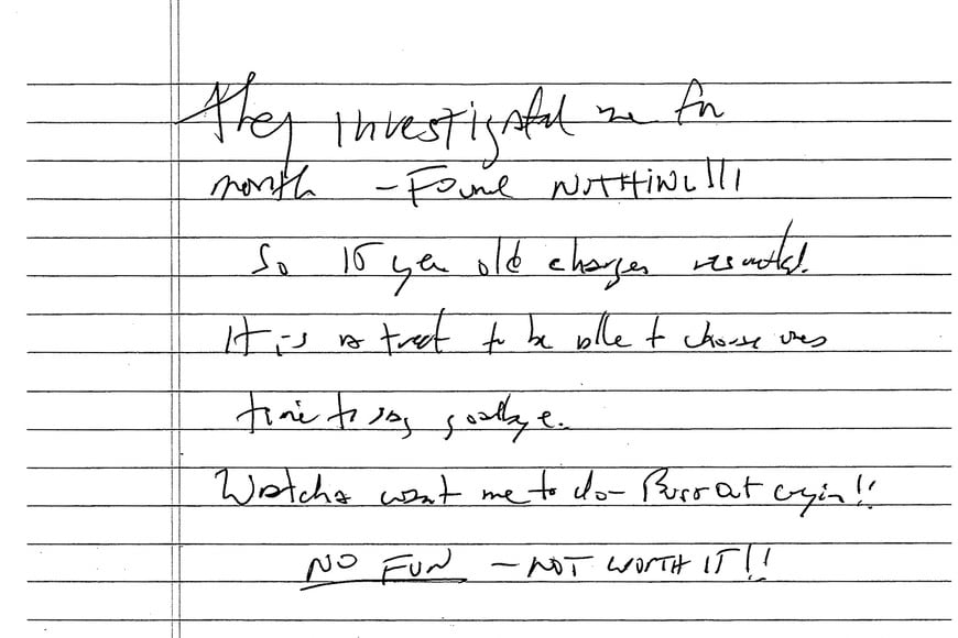 A document including the line "It is a treat to be able to choose one’s time to say goodbye.", described as a suicide note purportedly written by the late Jeffrey Epstein, the disgraced financier and accused sex trafficker who was found dead in his Manhattan jail cell in August 2019 in what was ruled a suicide, is seen after its release by U.S. District Judge Kenneth Karas in New York City, U.S. May 6, 2026.   U.S. District Court for the Southern District of New York/Handout via REUTERS ?THIS IMAGE HAS BEEN SUPPLIED BY A THIRD PARTY. THIS IMAGE WAS PROCESSED BY REUTERS TO ENHANCE QUALITY, AN UNPROCESSED VERSION HAS BEEN PROVIDED SEPARATELY.     TPX IMAGES OF THE DAY