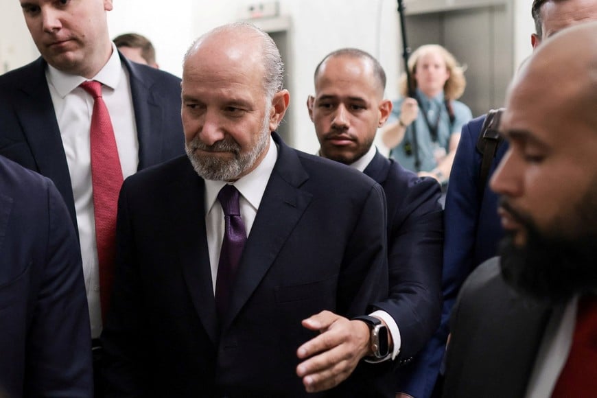 U.S. Commerce Secretary Howard Lutnick departs following an interview with the House Oversight and Government Reform Committee as part of the panel's ongoing probe of late sex offender and financier Jeffrey Epstein, on Capitol Hill in Washington, D.C., U.S., May 6, 2026. REUTERS/Jonathan Ernst