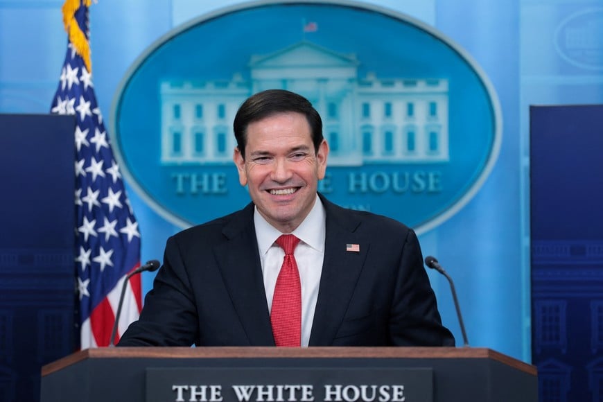 U.S. Secretary of State Marco Rubio holds a press briefing in the James S. Brady Press Briefing Room at the White House in Washington, D.C., U.S., May 5, 2026. REUTERS/Kylie Cooper