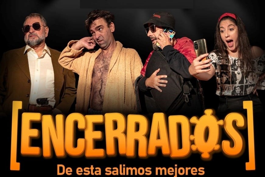 Roberto Francucci, Camilo Céspedes, Hernán Rosa y Rosario Lucero en “Encerrados, de ésta salimos mejores”. Foto: Gentileza producción