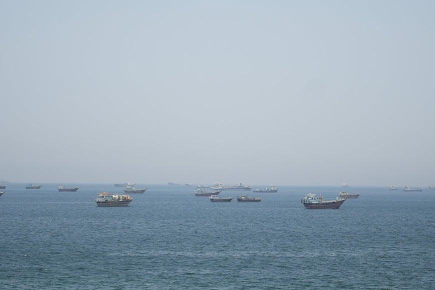 Vessels in the Strait of Hormuz, Musandam, Oman, May 8, 2026. REUTERS/Stringer