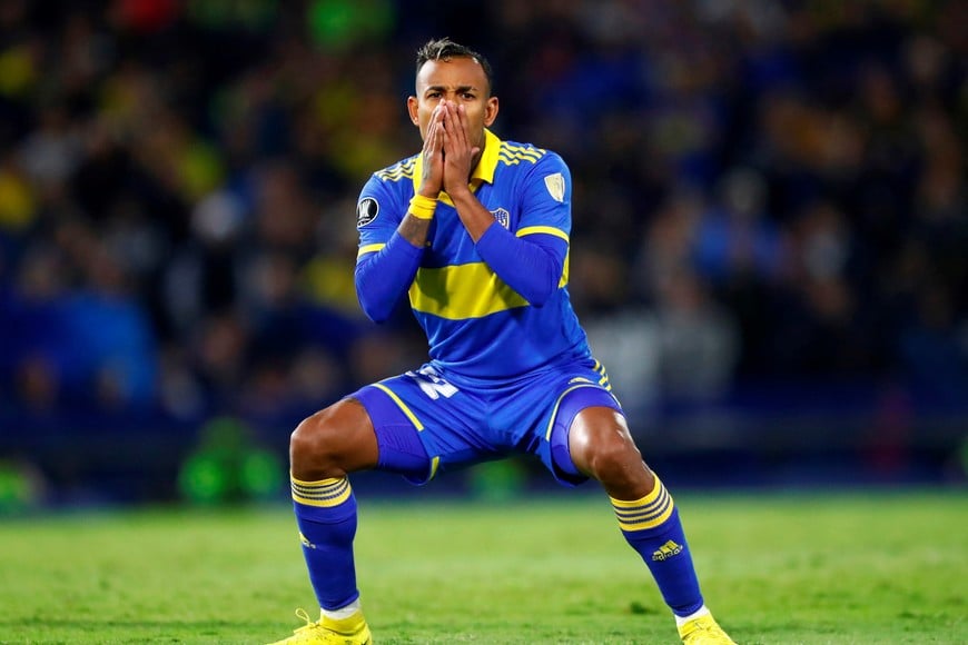 Soccer Football - Copa Libertadores - Group F - Boca Juniors v Deportivo Pereira - La Bombonera, Buenos Aires, Argentina - April 18, 2023
Boca Juniors' Sebastian Villa reacts REUTERS/Matias Baglietto