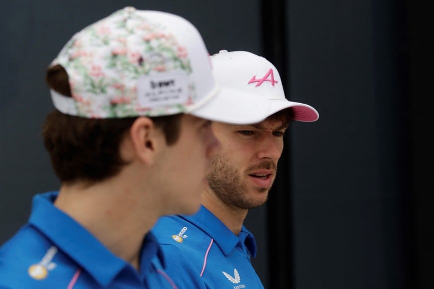 Formula One F1 - Miami Grand Prix - Miami International Autodrome, Miami, Florida, United States - May 3, 2026
Alpine's Pierre Gasly and Alpine's Franco Colapinto ahead of the race REUTERS/Brian Snyder