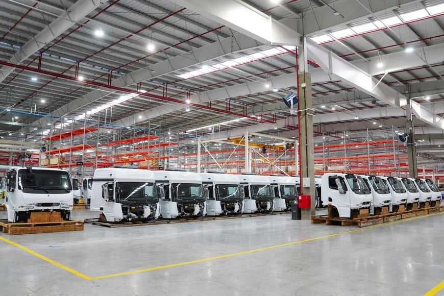 A view of the interior of the Mercedes-Benz Trucks and Buses plant during its inauguration at the Argentina’s new Industrial Center in Zarate, Argentina May 8, 2026. REUTERS/Irina Dambrauskas