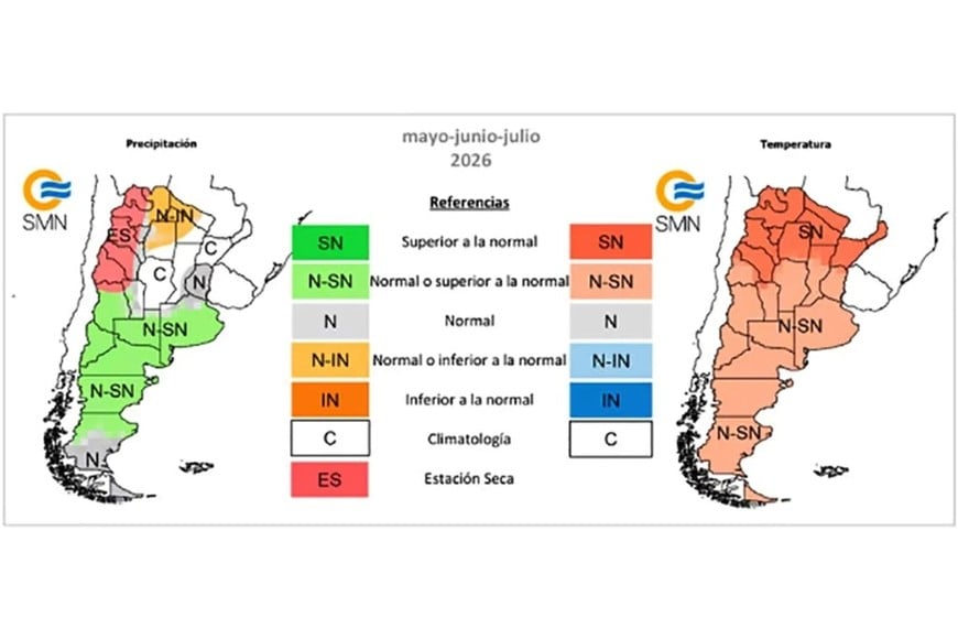 El pronóstico de El Niño sobre Argentina. Crédito: SMN