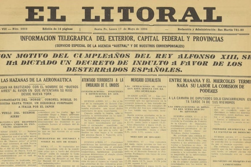 Tapa de la edición del 17 de mayo de 2019 de El Litoral.