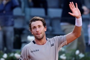 Tennis - Italian Open - Foro Italico, Rome, Italy - May 15, 2026
Norway's Casper Ruud celebrates winning his semi final match against Italy's Luciano Darderi REUTERS/Claudia Greco