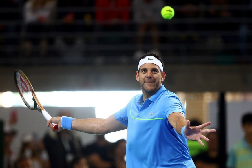Tennis - Exhibition - Juan Martin del Potro v Novak Djokovic - Estadio Mary Teran de Weiss, Buenos Aires, Argentina - December 1, 2024
Argentina's Juan Martin del Potro in action during an exhibition match REUTERS/Agustin Marcarian