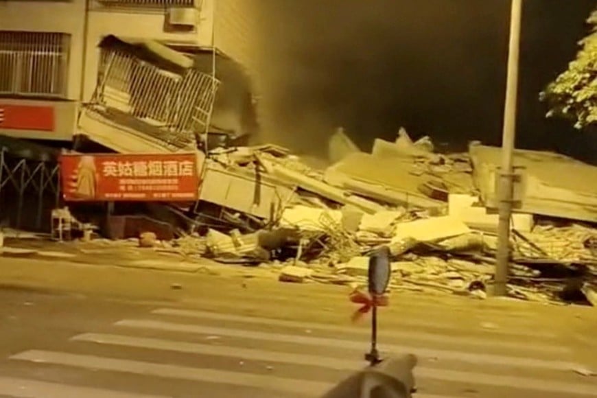 Dust rises from a damaged building following an earthquake at Taiyang village in Liuzhou, Guangxi Zhuang Autonomous Region, China May 18, 2026, in this screengrab obtained from a social media video. Social Media/via REUTERS  THIS IMAGE HAS BEEN SUPPLIED BY A THIRD PARTY. MANDATORY CREDIT. NO RESALES. NO ARCHIVES.

VERIFICATION:

- Road layout, buildings and business signages matched file and satellite imagery 
- Date confirmed by reports from authorities 
- Coordinates of the collapsed building: 24.3661954867983, 109.25979485669988
- Liuzhou Emergency Management Bureau confirmed in a statement that 13 buildings collapsed after the quake early Monday morning
- Collapsed building is also seen in the rescue video posted by local emergency service