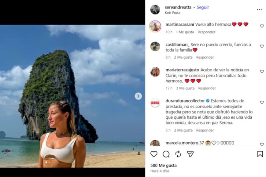 Amigos y familiares despidieron a Serena con emotivos mensajes en redes sociales.