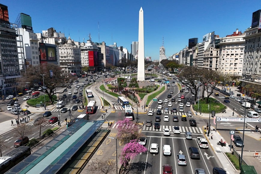 A drone view of the Obelisk in Buenos Aires, Argentina, October 1, 2025. REUTERS/Agustin Marcarian
