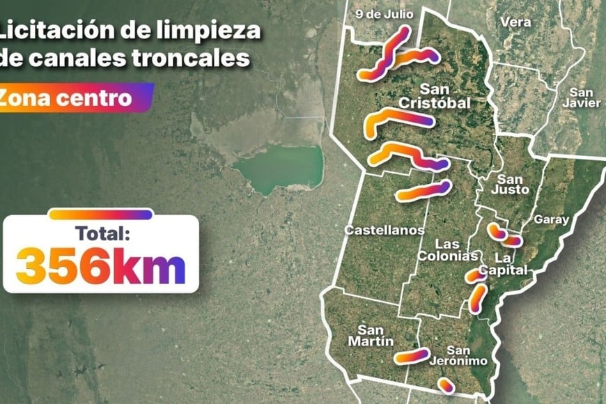 Licitación de limpieza de canales troncales. Crédito: Gobierno de Santa Fe