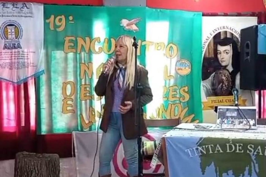 Mirian Marsó, titular del taller literario Tinta de Sauce y principal referente de la organización del Encuentro Nacional de Escritores Laura Mundín, que ya lleva diecinueve ediciones realizadas, como ella dice, "todo a pulmón".