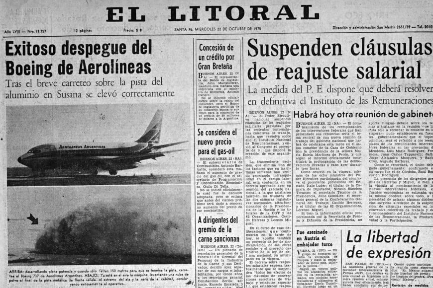 La tapa de El Litoral, contando el fin del periplo para el avión.