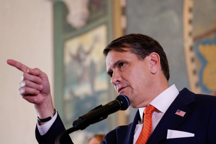Acting U.S. Attorney General Todd Blanche speaks, as the U.S. Department of Justice announces criminal charges against former Cuban President Raul Castro, during a ceremony to honor the victims of the 1996 shootdown of Brothers to the Rescue aircraft incident, at Freedom Tower in Miami, Florida, U.S., May 20, 2026. REUTERS/Marco Bello