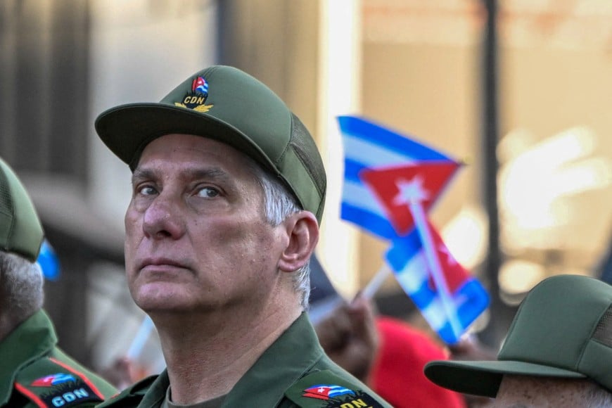 Cuban President Miguel Diaz-Canel attends a ceremony marking the 65th anniversary of Fidel Castro's declaration of the socialist character of the Cuban Revolution, made on the eve of the Bay of Pigs invasion in 1961, in Havana, Cuba April 16, 2026. REUTERS/Norlys Perez TPX IMAGES OF THE DAY