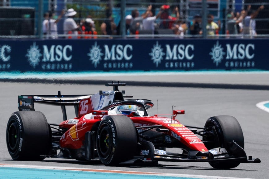 Formula One F1 - Miami Grand Prix - Miami International Autodrome, Miami, Florida, United States - May 1, 2026
Ferrari's Charles Leclerc during practice REUTERS/Marco Bello