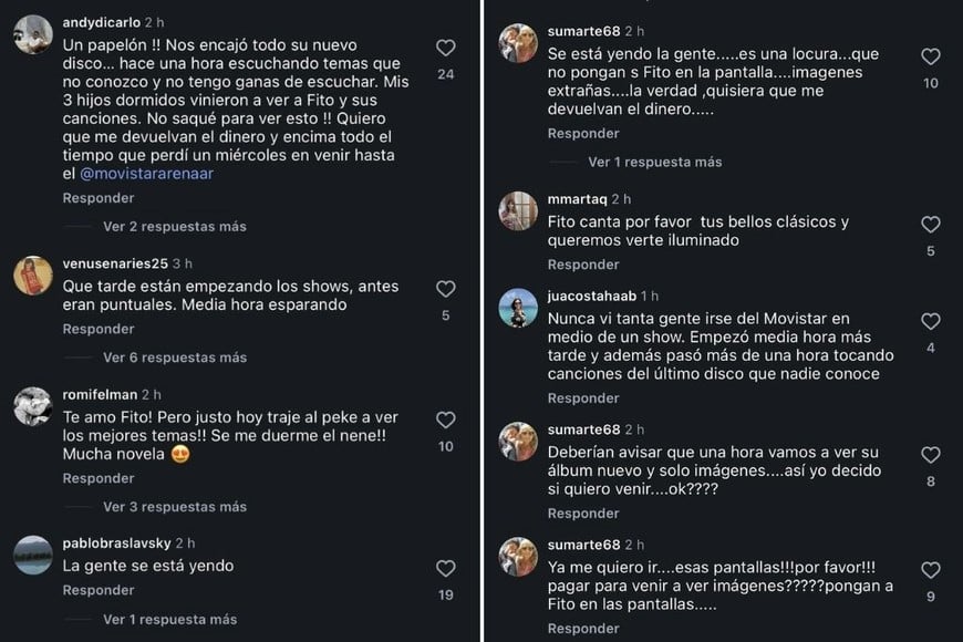 Algunos asistentes cuestionaron la inclusión de muchas canciones del nuevo disco.