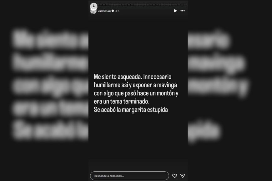 El descargo de la exparticipante en redes.