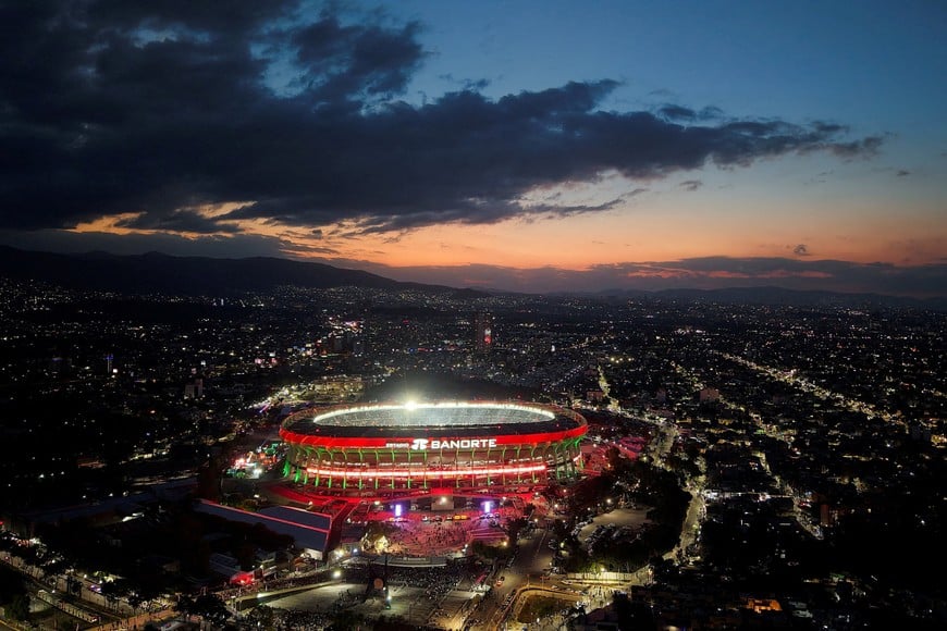 A drone view shows Azteca Stadium, officially renamed Banorte Stadium, on the day of a friendly match between the national teams of Mexico and Portugal held to mark the stadium’s inauguration, as Mexico prepares for the 2026 FIFA World Cup co-hosted by the United States, Canada and Mexico, in Mexico City, Mexico, March 28, 2026. REUTERS/Luis Cortes TPX IMAGES OF THE DAY