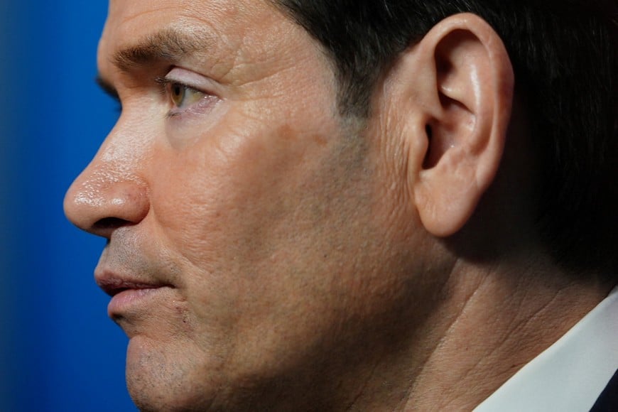 United States Secretary of State Marco Rubio speaks with journalists during a meeting of NATO foreign ministers in Helsingborg, Sweden, Friday, May 22, 2026. Julia Demaree Nikhinson/Pool via REUTERS